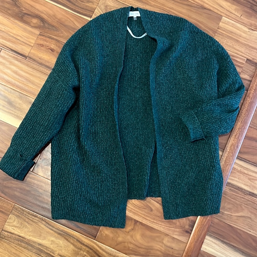 Oversized Green Open Front Sweater